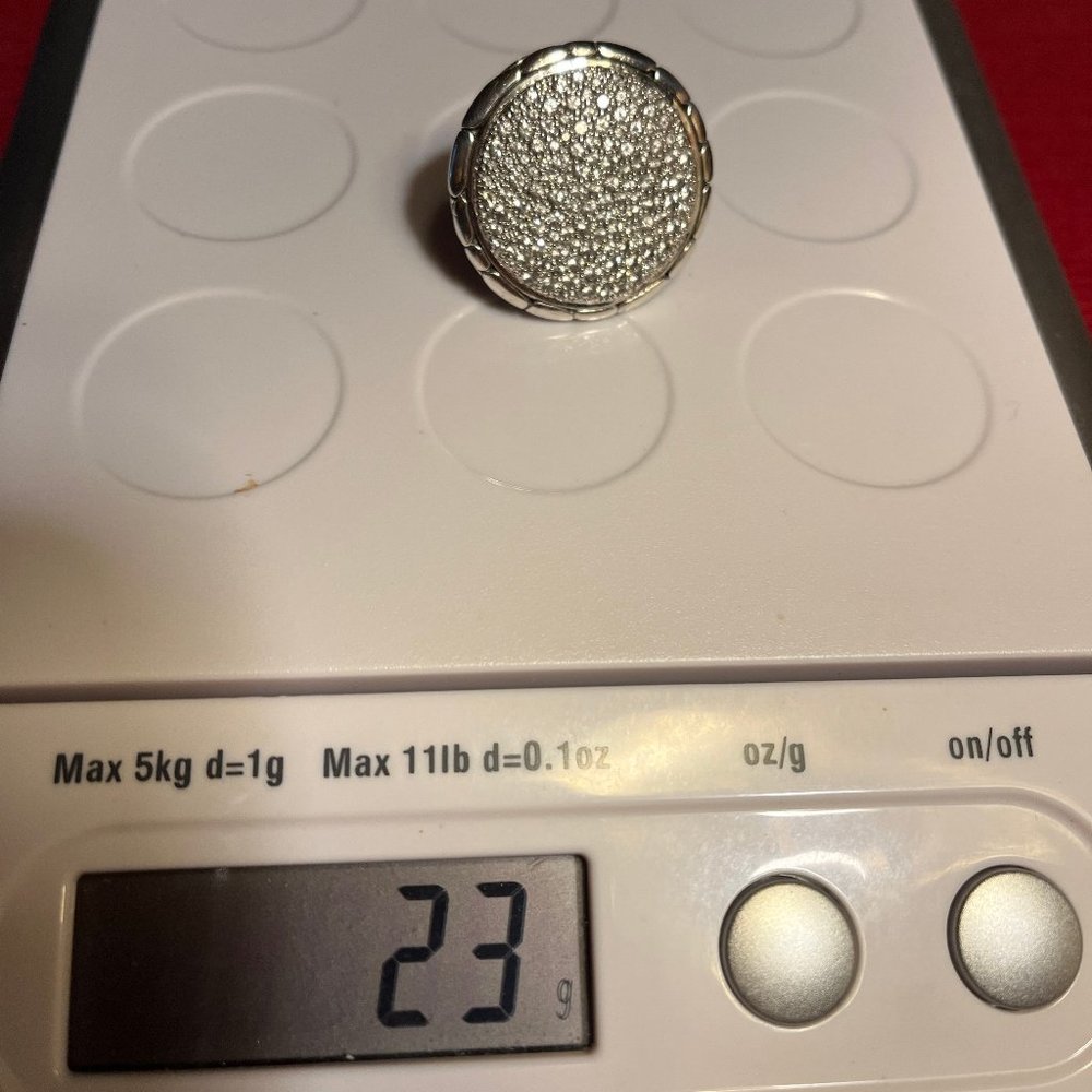 John Hardy White Sapphire Lavafire Kali Large Round Ring - Size 7 - Picture 5 of 10